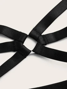 Plus Ring Linked Harness Bra - Black - View 4