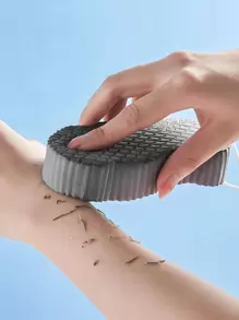 1pc Three-Dimensional Exfoliating Scrub Sponge, Minimalist Grey Soft Bath Sponge, Used In The Bathroom Without Pain and Skin Damage - Grey - View 2