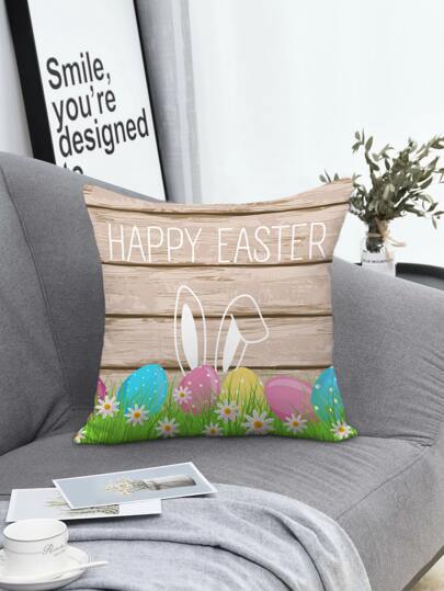 Federa per cuscino senza riempitivo Pasqua orecchio di coniglio & con stampa uovo