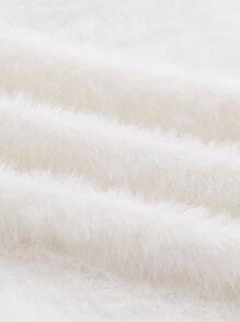 SHEIN EZwear Solid Fuzzy Crop Tank Top - White - View 4