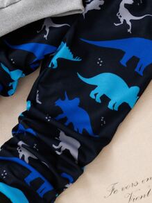 SHEIN Toddler Boys Dinosaur Print Pullover & Joggers - Multicolor - View 3