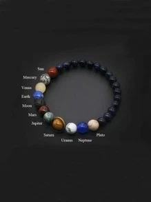 Fashion Eight Planets Beaded Bracelet Men's Natural Stone Cosmic Yoga Chakra Bracelet - Multicolor - View 1