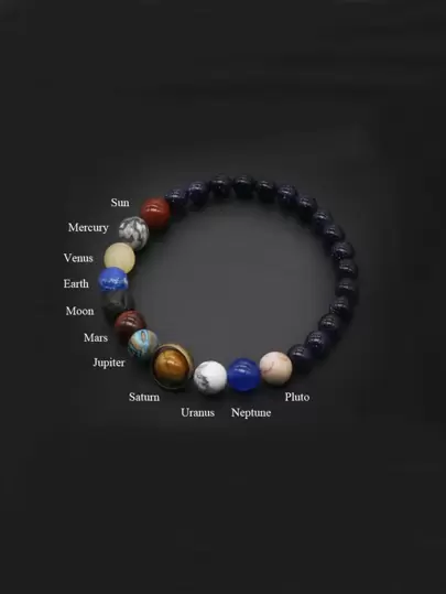 Pulsera con cuentas de ocho planetas a la moda, pulsera de Chakra de Yoga cósmica de piedra Natural para hombres