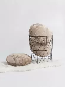 1pc/2pcs Frost Fleece Solid Color Round Throw Pillow Cover, Minimalist Velvet Decorative Cushion Cover For Living Room, Bedroom, Sofa, Garden, Diameter 45cm, Pillow Insert Not Included - Grey - View 14