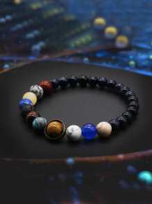 Fashion Eight Planets Beaded Bracelet Men's Natural Stone Cosmic Yoga Chakra Bracelet - Multicolor - View 2