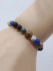 Fashion Eight Planets Beaded Bracelet Men's Natural Stone Cosmic Yoga Chakra Bracelet - Multicolor - View 4