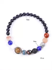 Fashion Eight Planets Beaded Bracelet Men's Natural Stone Cosmic Yoga Chakra Bracelet - Multicolor - View 5