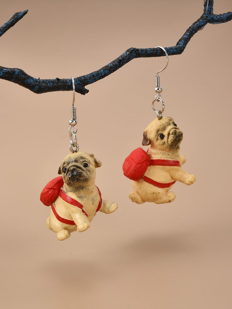 Cartoon Dog Drop Earrings - Multicolor - View 1