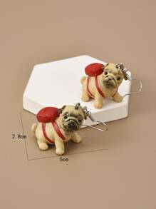 Cartoon Dog Drop Earrings - Multicolor - View 3