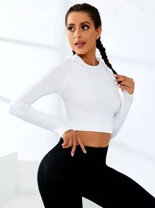 Yoga Basic 拼色宽腰运动短裤健身背心健身背心 - 白色 - 查看 4
