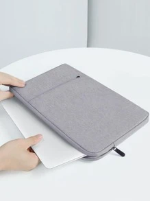 BUBM 筆記型電腦袖套包，適用於MacBook AirPro和13.3-15英寸筆記本電腦，適用於MacBook Pro 14英寸M3 M2 M1晶片Pro Max 2024-2021，附帶口袋的聚酯直立式外殼，灰色 - 灰色 - 查看 4