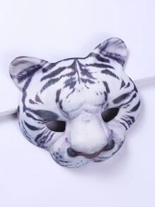 Máscara facial disfraz con tigre cabeza - Blanco y Negro - Ver 1
