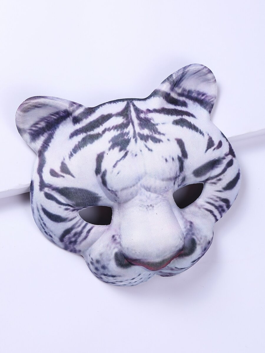 Máscara facial disfraz con tigre cabeza - Blanco y Negro - Ver 1