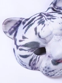 Máscara facial disfraz con tigre cabeza - Blanco y Negro - Ver 4