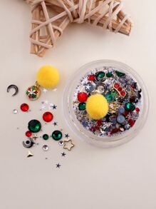 1box 3D Tree & Pompom Nail Art Decoration - Multicolor - View 2