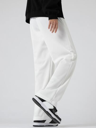 Pantalon De Taille À Cordon De Serrage Imprimé Graphique Avec Slogan Pour Hommes, Coupe Ample