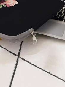 Letter & Floral Print Laptop Bag - Multicolor - View 4