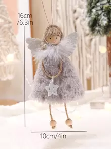 1pc Angel Christmas Tree Ornament, Cute Hanging Decoration For The Holiday Season, Home Decor - White - View 3