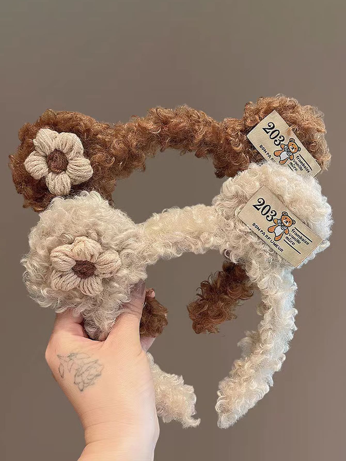 2 chiếc Băng đô Kaki & Dệt kim màu trắng sang trọng dành cho nữ mùa thu đông, có chi tiết hoa móc, Phụ kiện tóc dễ thương & đa năng để sử dụng hàng ngày, đi chơi, rửa mặt, trang điểm và phối quần áo - Nhiều màu - Xem 1