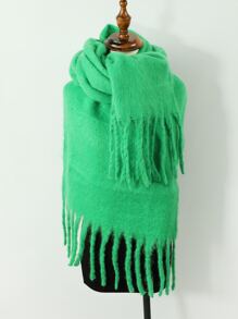 流蘇下擺圍巾 - 綠色 - 查看 12