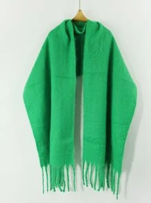 流蘇下擺圍巾 - 綠色 - 查看 16