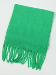 流蘇下擺圍巾 - 綠色 - 查看 17