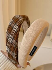 2pcs Plaid Pattern Wide Headband - Multicolor - View 1