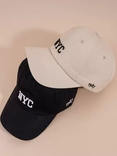 2入組女士刺繡字母棒球帽，適用於戶外運動或旅遊的中性帽子