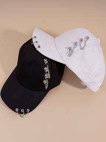 2pcs Ring & Chain Decor Baseball Cap - Multicolor - View 1