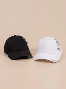 2pcs Ring & Chain Decor Baseball Cap - Multicolor - View 3