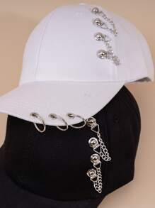 2pcs Ring & Chain Decor Baseball Cap - Multicolor - View 4
