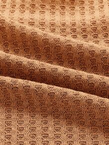 SHEIN EZwear 大圓領羅紋針織短款T恤 - 橘色 - 查看 3