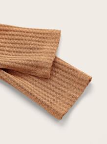 SHEIN EZwear 大圓領羅紋針織短款T恤 - 橘色 - 查看 4