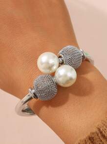 Faux Pearl Decor Cuff Bangle