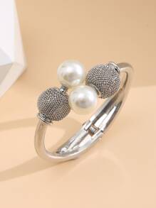 Faux Pearl Decor Cuff Bangle