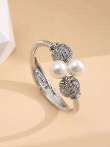 Faux Pearl Decor Cuff Bangle
