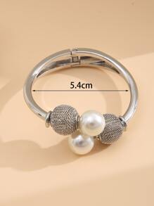Faux Pearl Decor Cuff Bangle