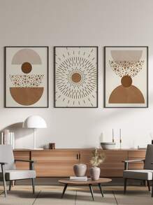 3入組幾何樣式無框畫 - 彩色 - 查看 4