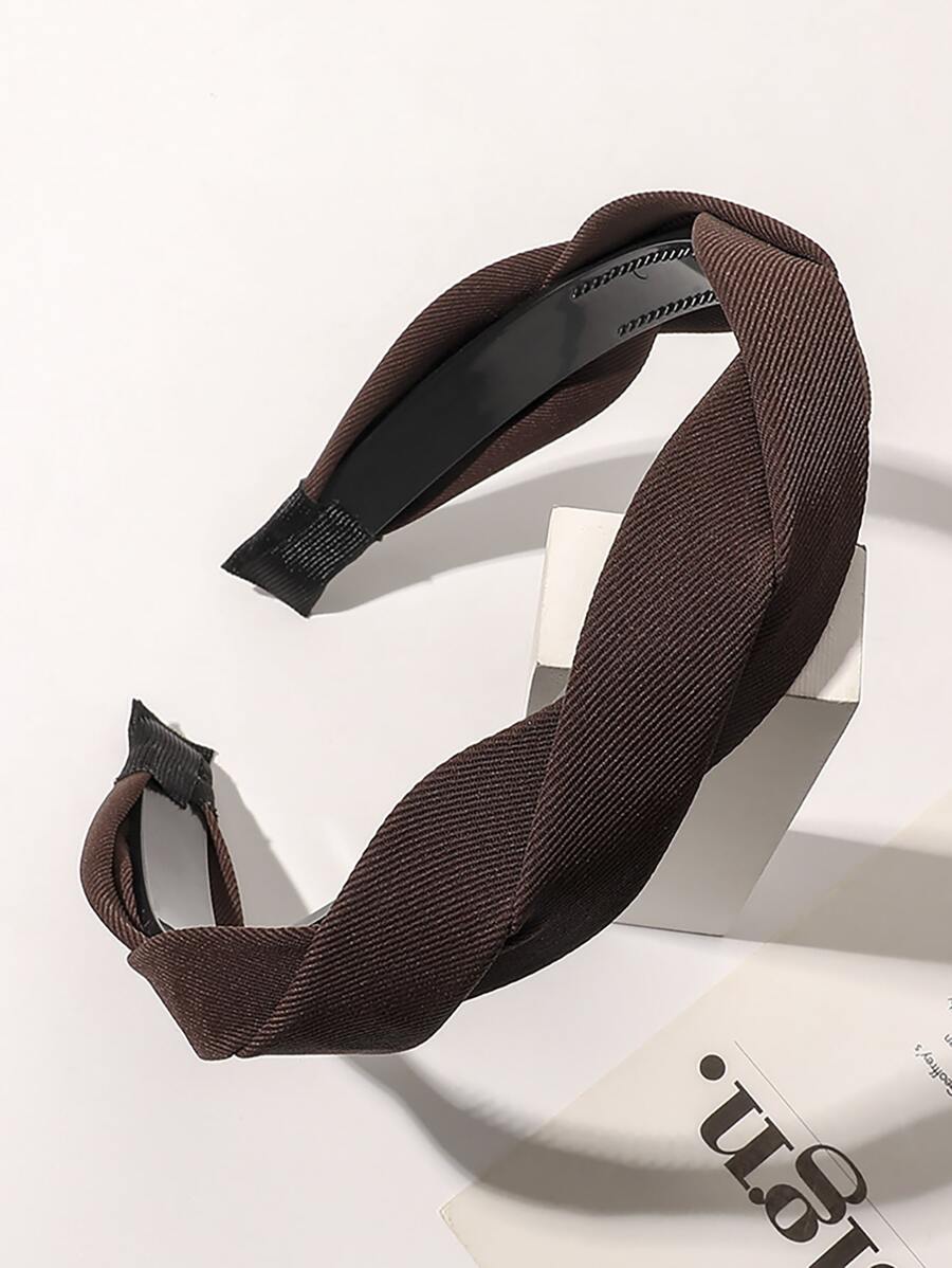扭結細節髮箍 - 巧克力棕 - 查看 1