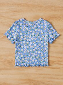 SHEIN 小女童滿版印花T恤 - 彩色 - 查看 2