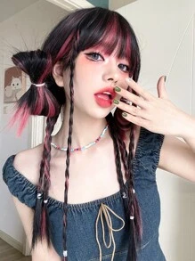 alicegarden 1pc Synthetic Fiber Long Straight Wig, 24 Inches Multi-color, Heat-resistant, Natural Looking And Suitable For Daily Wear - Multicolor - View 3