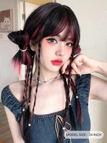 alicegarden 1pc Synthetic Fiber Long Straight Wig, 24 Inches Multi-color, Heat-resistant, Natural Looking And Suitable For Daily Wear - Multicolor - View 4