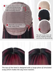 alicegarden 1pc Synthetic Fiber Long Straight Wig, 24 Inches Multi-color, Heat-resistant, Natural Looking And Suitable For Daily Wear - Multicolor - View 9