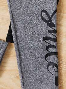SHEIN Young Girl 2pcs Letter Graphic Leggings Chic Outfits For Autumn/Winter - Multicolor - View 4