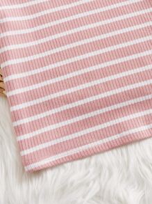 SHEIN Young Girl 3pcs Striped Print Tee - Multicolor - View 3