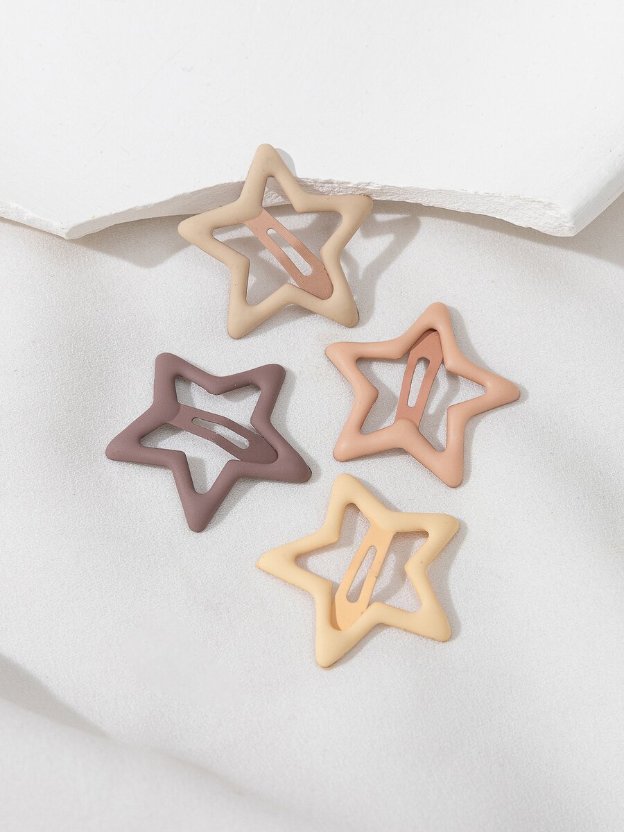 4pcs Mini Star Decor Snap Clip - Multicolor - View 1