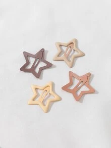 4pcs Mini Star Decor Snap Clip - Multicolor - View 2