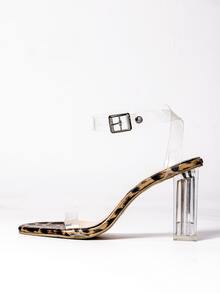 Clear Strap Chunky Heeled Ankle Strap Sandals - Multicolor - View 2