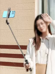 自拍杆手机三脚架带 1 个 LED 灯，53 英寸可伸缩自拍杆 135 厘米三脚架，兼容 14/13/12111/XR/Galaxy Note10/S20/兼容谷歌/兼容华为，更多适用于 Gopro Hero 11 10 9/Insta 360/DJI Action/Osmo/、视频、视频博客、直播、旅行 - 黑色 - 查看 8