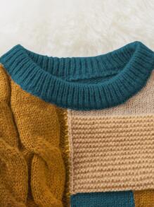 Baby Boy Colour Block Cable Knit Jumper - Multicolor - View 3
